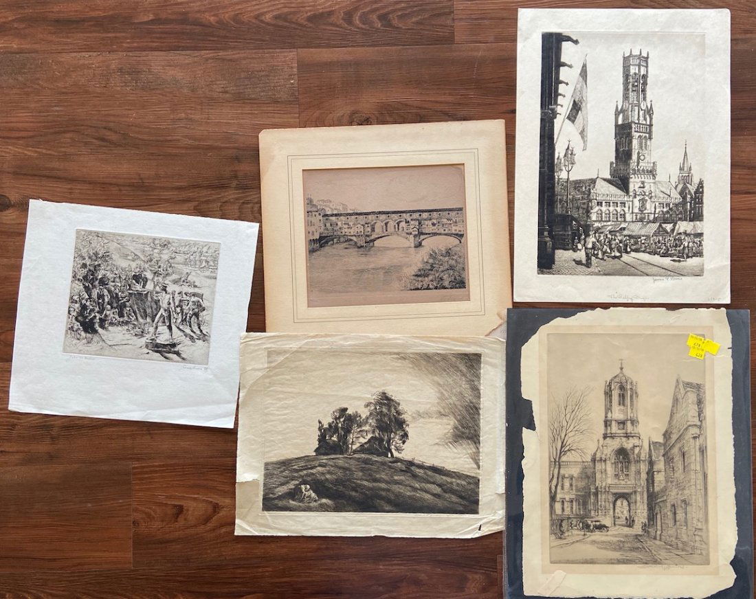 Lot Of 5 Pencil Signed Etchings, Various Artists (1 of 11)