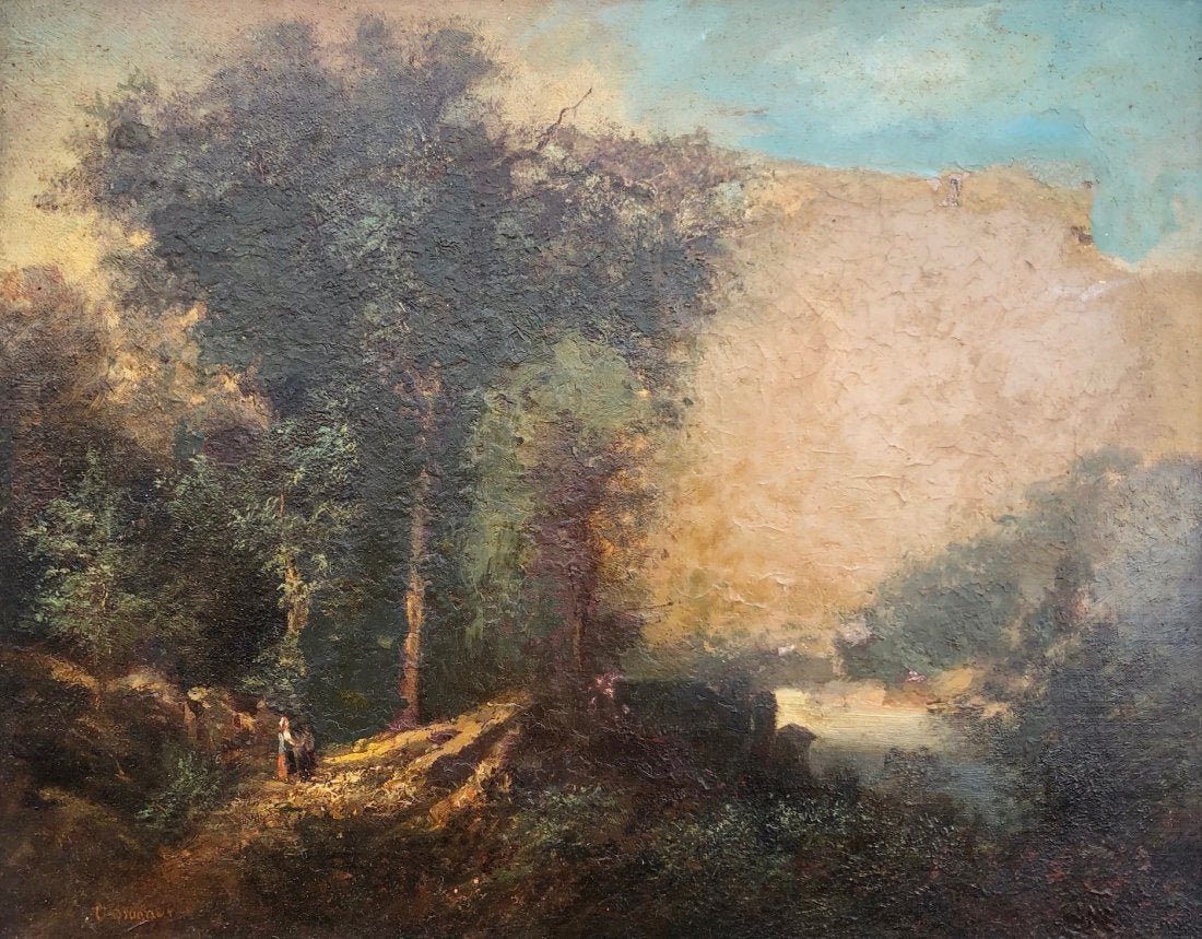 CARL BRUNNER (1796-1867, Germany) Impressionist: Oil on board 14 x 11 in., 17 1/2 x 14 1/2 in. (framed).