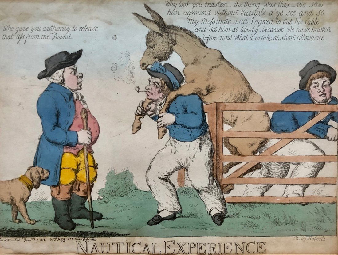 British Caricature "Natutical Experience" 1818 Signed (1 of 6)