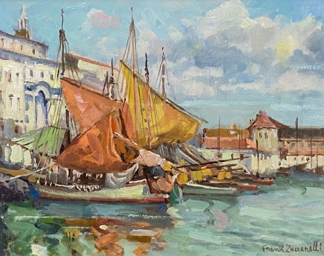 FRANK ZUCCARELLI (1921-2012, NJ) Boats In The Adriatic (1 of 4)
