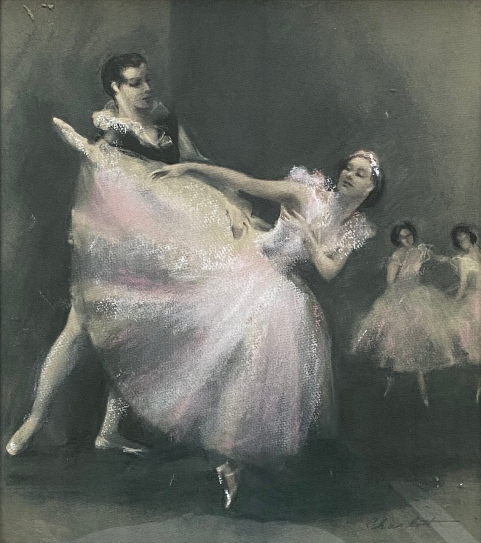 RAYMOND CHARLOT (b. 1879, France) Ballerinas: Pastel on paper 18 x 16 in., 22 1/2 x 20 1/4 in. (framed).