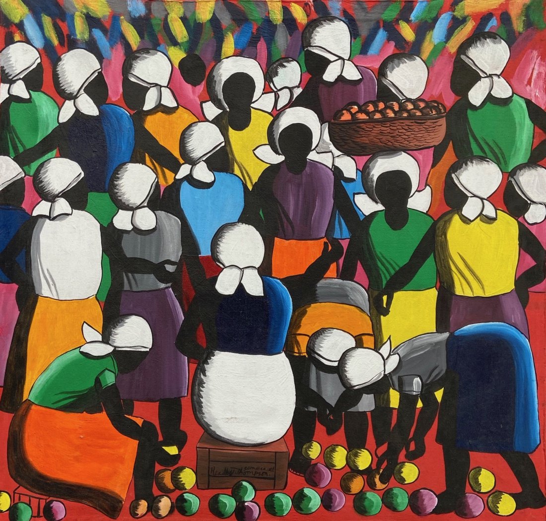 HEADLEY THOMPSON (20th c, Jamaica) Village Women (1 of 3)