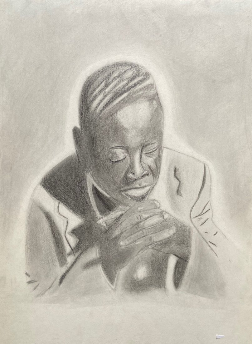 Modernist Portrait Of African American Boy In Prayer (1 of 2)