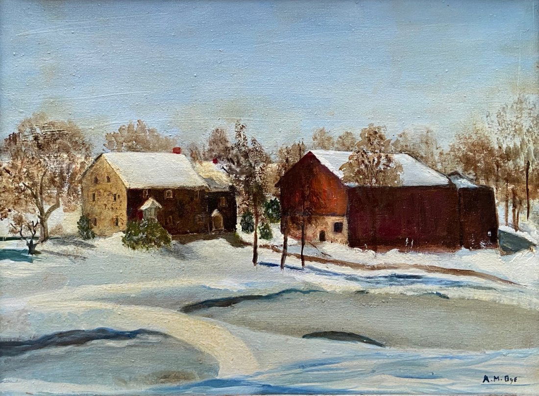 AM BYE (20th c Pennsylvania) Impressionist Winter Scene (1 of 3)