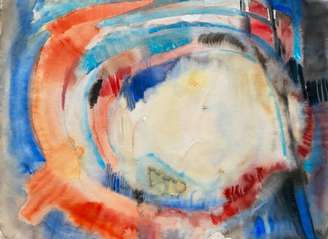 Abstract Expressionist Watercolor, Unknown Artist: Watercolor on paper 24 3/4 x 18 3/4 in. Appears unsigned