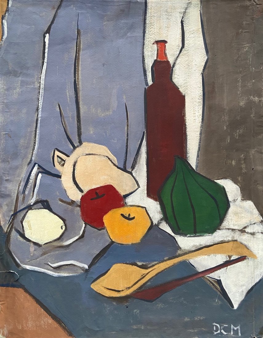 DORIS MEYER (b. 1923, San Francisco) Still Life: Gouache on paper. 25 x 19 in. Doris Hoag Clark was born in Toronto, Canada on January 10, 1923. Her family moved to Texas where Doris attended and graduated from the Rice Institute (now Rice Universit