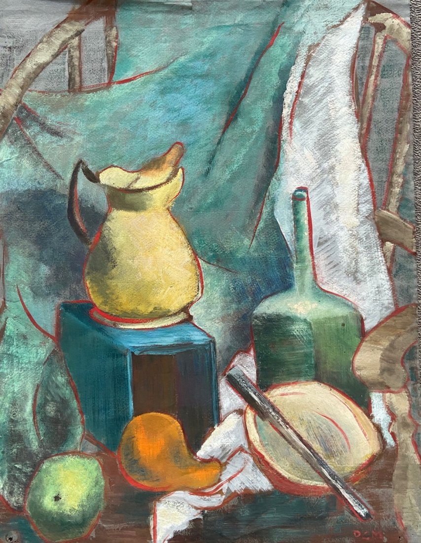 DORIS MEYER (b. 1923, San Francisco) Still Life: Oil on paper. 25 x 19 in. Doris Hoag Clark was born in Toronto, Canada on January 10, 1923. Her family moved to Texas where Doris attended and graduated from the Rice Institute (now Rice University). 