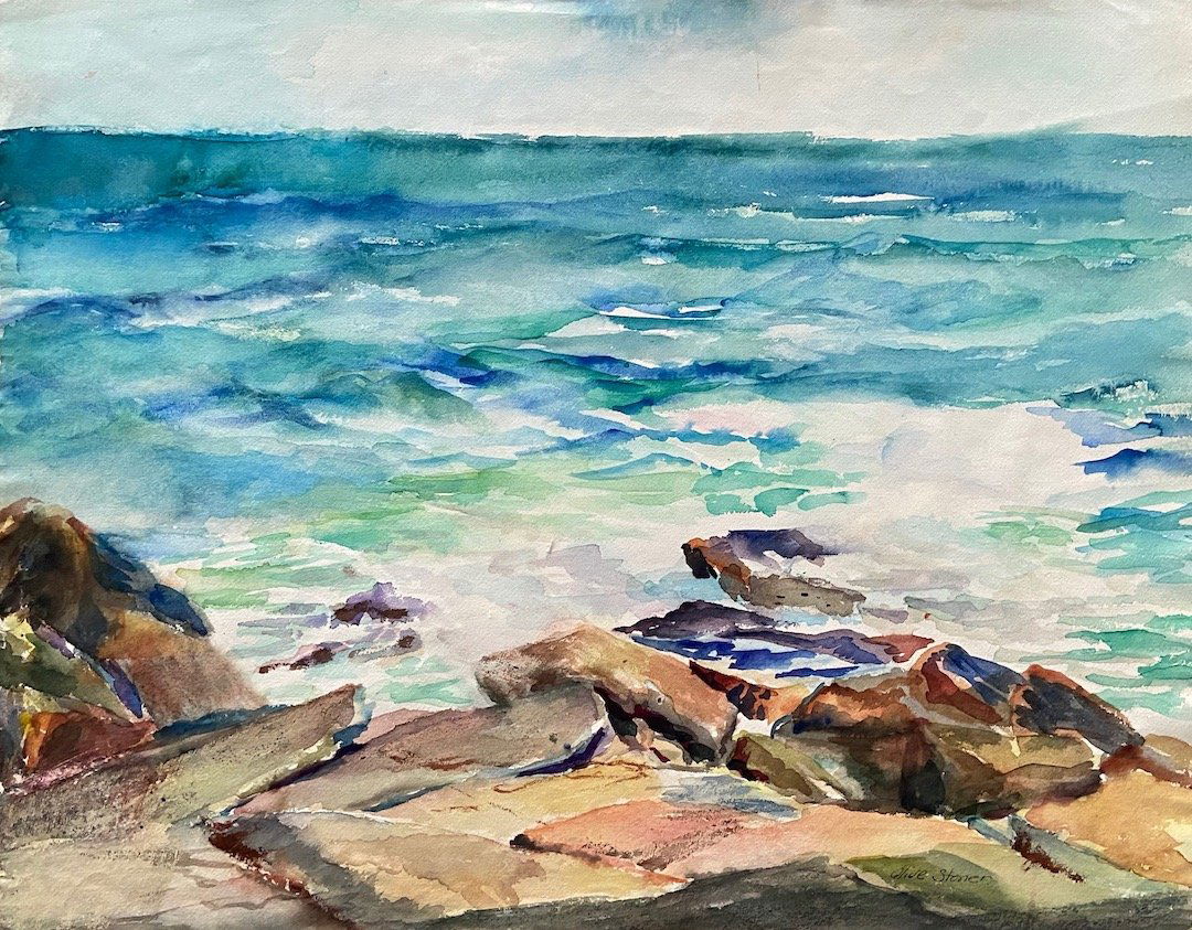 OLIVE STONER (20th c, American) Waves Crashing (1 of 2)