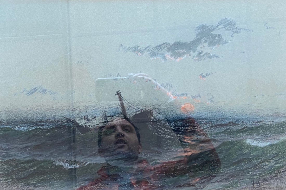 FRANK RHEN (1848-1914, Pennsylvania) Marine Pastel (1 of 4)