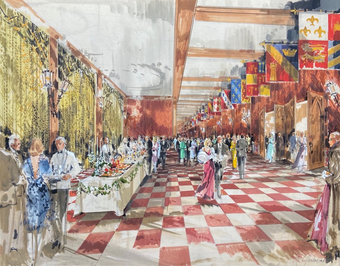 WPA European Gala Illustration, Illegible Signature: Watercolor on illustration board 20 x 24 in.