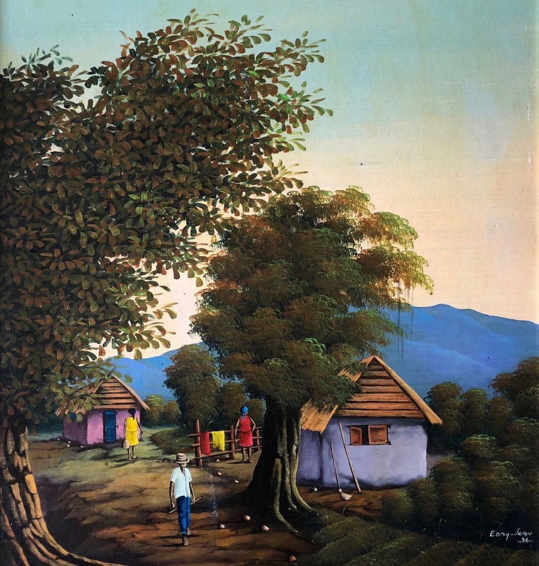 EDDY JEAN BAPTISTE (20th c, Haiti) Mountain Village (1 of 3)