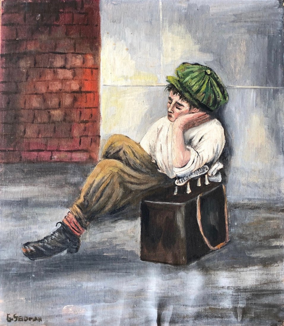 GEORGE SEIDMAN (1898-1973, American) WPA, Boy On Street: Oil on canvas board 16 x 14 in.