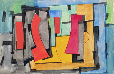 SACHA KOLIN (1911-191, New York) Abstract: Watercolor on paper 17 3/4 x 11 3/4 in. The following biographical information, submitted by Adam Tamsky, has been excerpted from the website for the artist created by Lisa Thaler with her express per