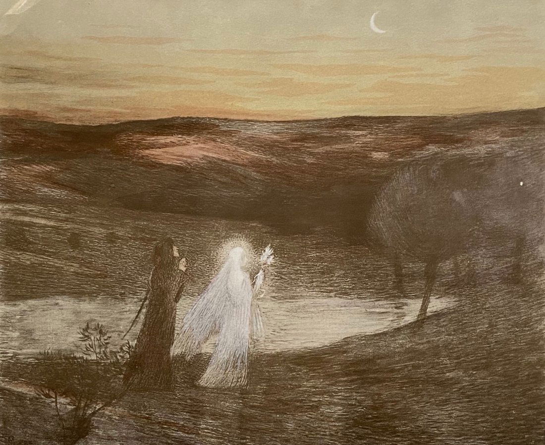 HENRI MARTIN "Dante Rencontre Beautrix" Lithograph 1898 (1 of 3)