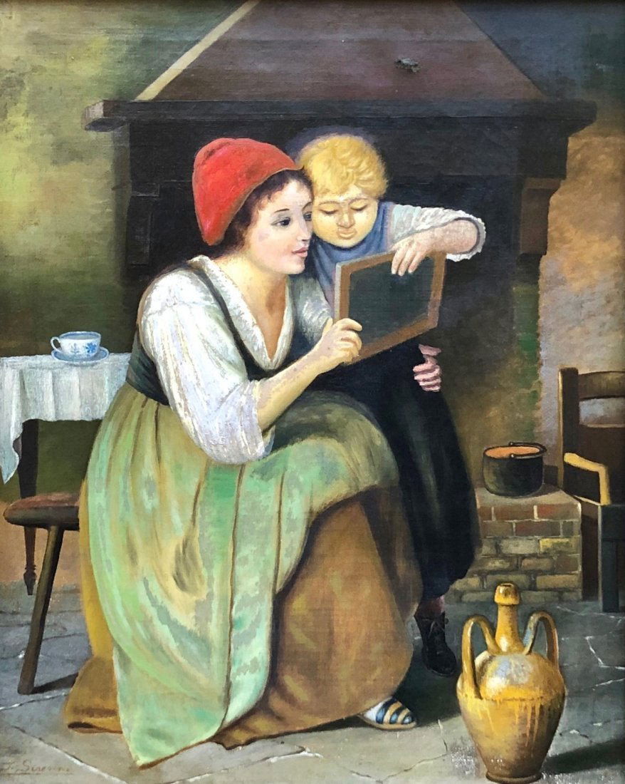 19th Century Dutch Genre Scene Illegible Signature (1 of 6)