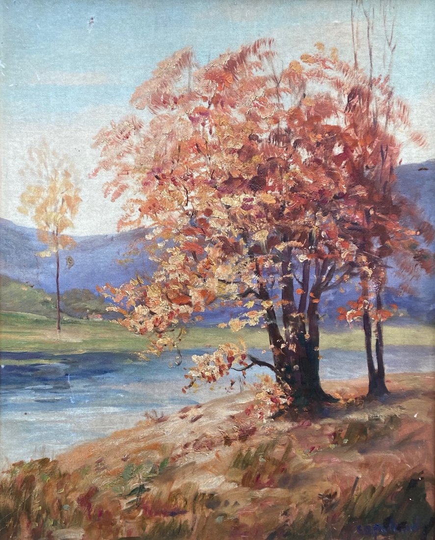 Impressionist American Landscape Signed Copeland: Oil on board 20 x 16 in., 24 x 20 in. (framed)