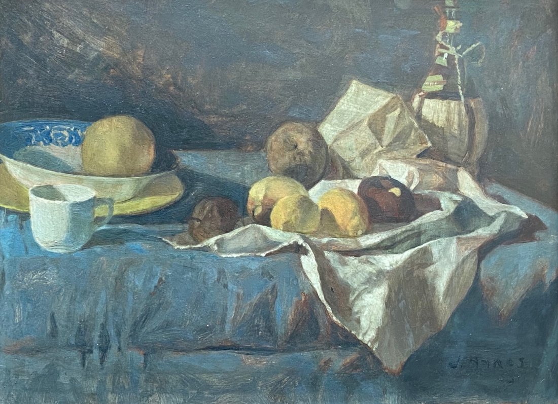 JAMES HANES (b. 1924, Pennsylvania) Still Life: Impressionist oil on board 13 1/2 x 10 in., 18 1/2 x 15 in. (framed)