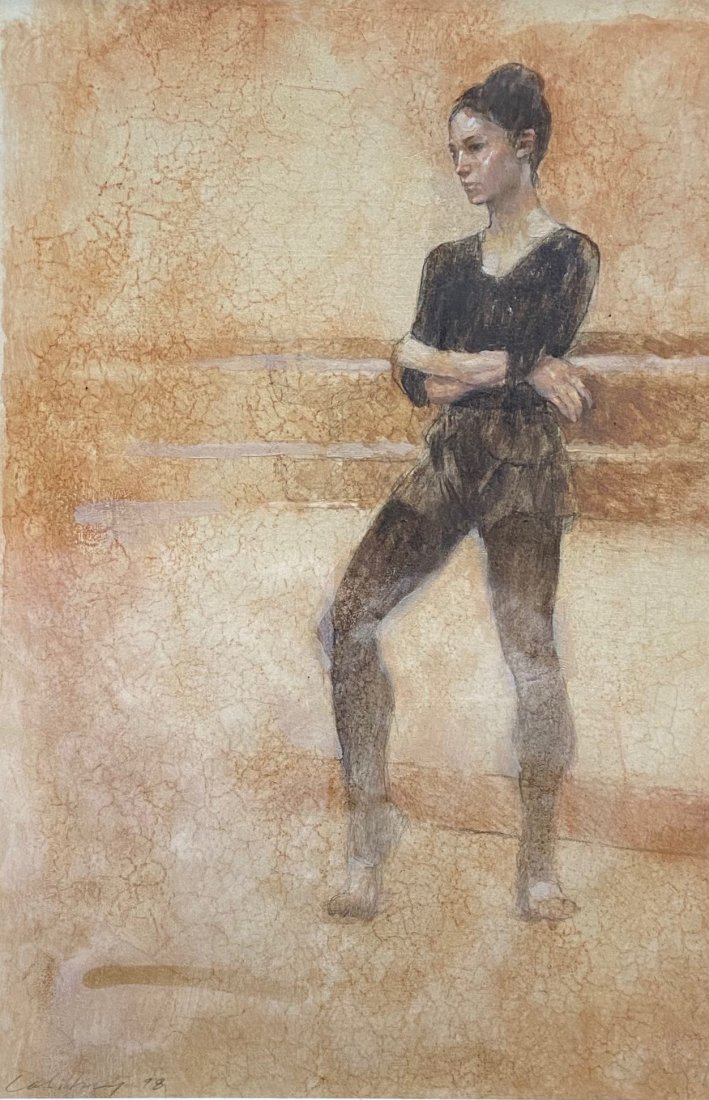GREGORY CALIBEY (b. 1959, Connecticut) De Jeune Femme: Oil on paper 15 x 10 in. (sight), 22 x 16 1/2 in. (framed). Gregory Calibey was educated at Weslyan University and the University of North Carolina. An award winning artist, he has exhibited in Europe
