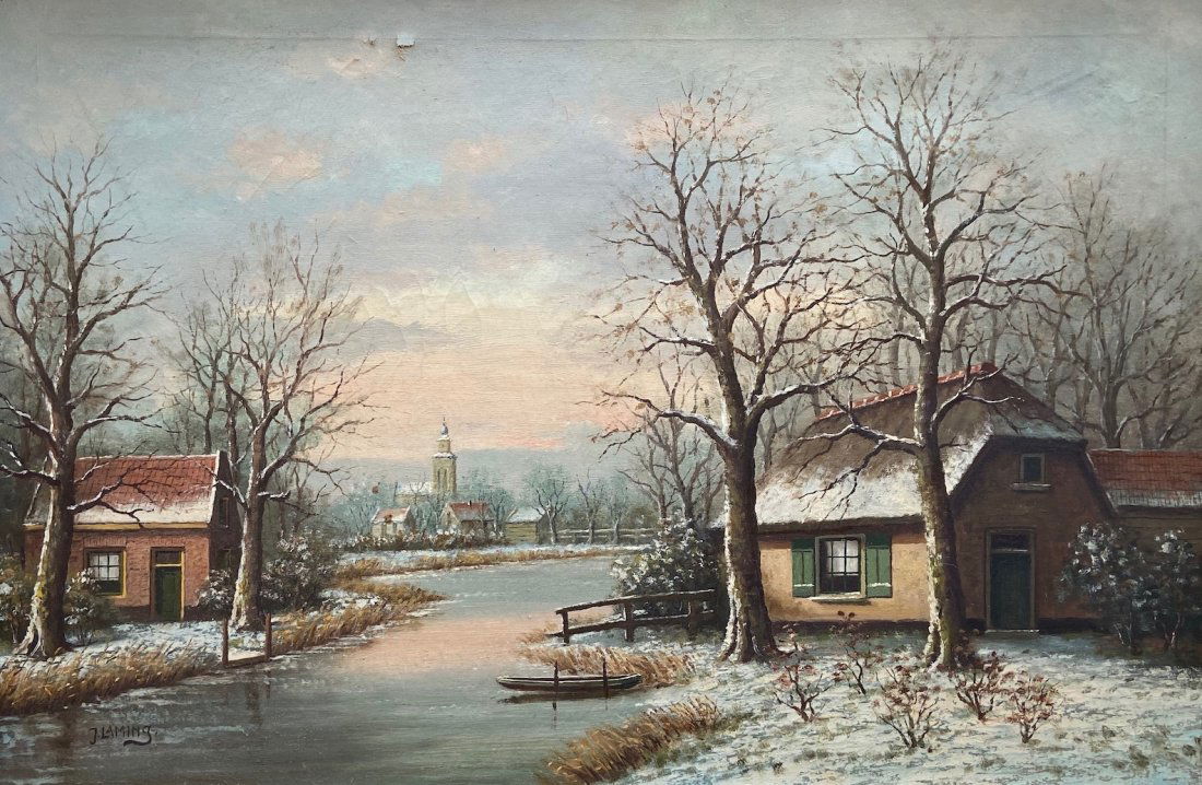 J LAMING (20th c, American) Winter Landscape (1 of 5)