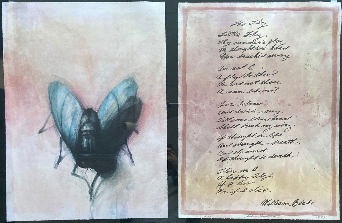 SIDNEY GOODMAN (1936-2013, Pennsylvania) William Blake: A/P lithograph. 40 1/2 x 27 in. (sight), 50 x 37 in. Sidney Goodman was born in 1936 in Philadelphia, Pennsylvania. He achieved national recognition shortly after earning a degree in illustration at t