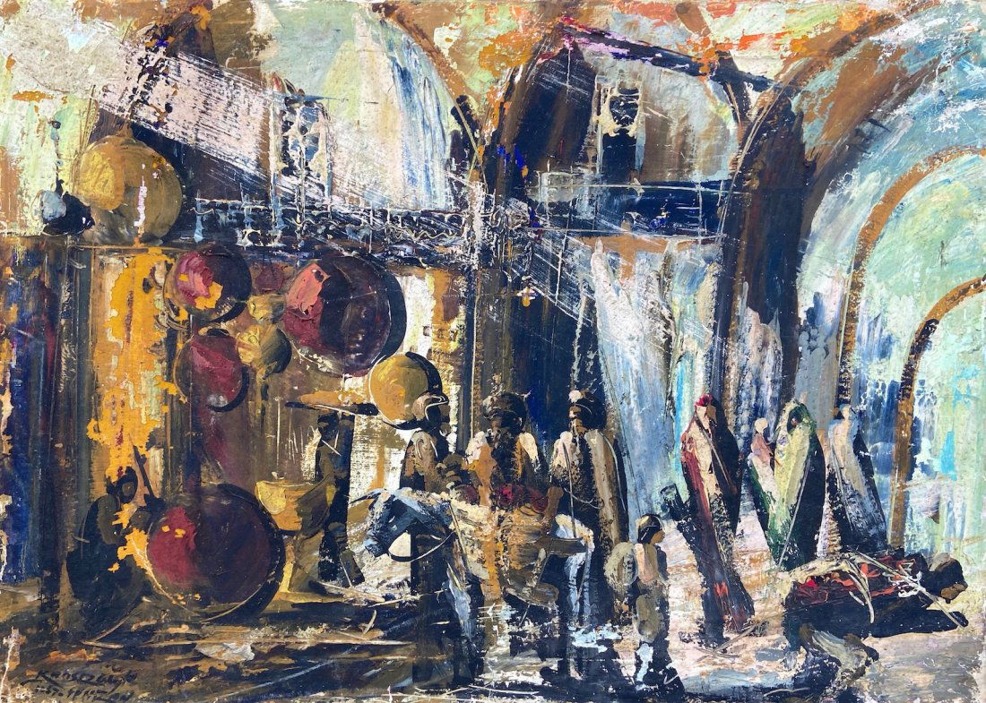 Modern Orientalist Street Scene, Illegible Signature (1 of 3)