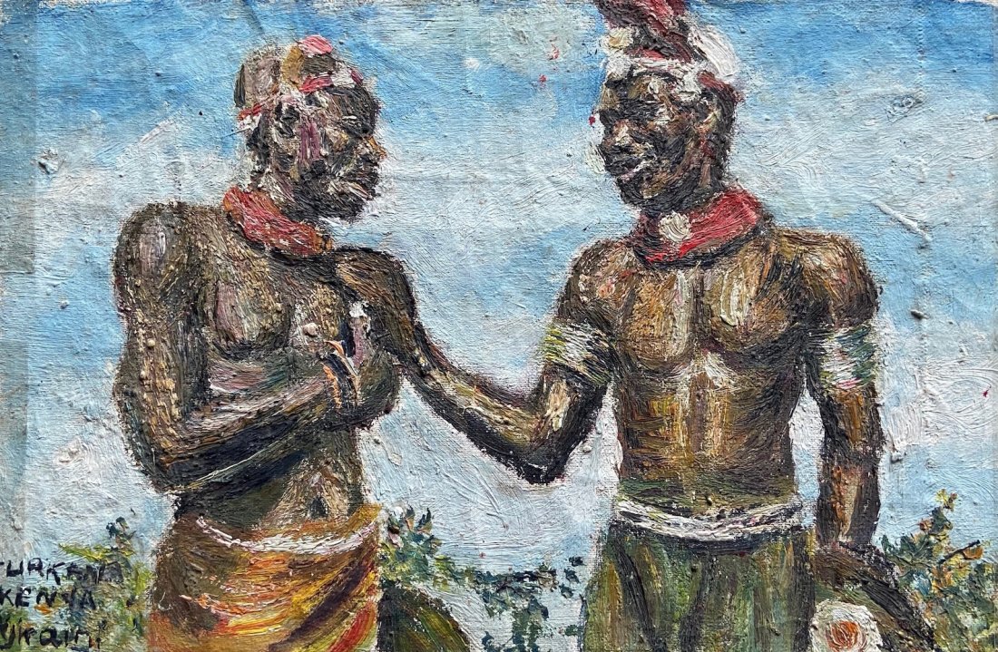 African Impressionist Figures, Kenya, Signed: Oil on canvas 12 x 8 in.