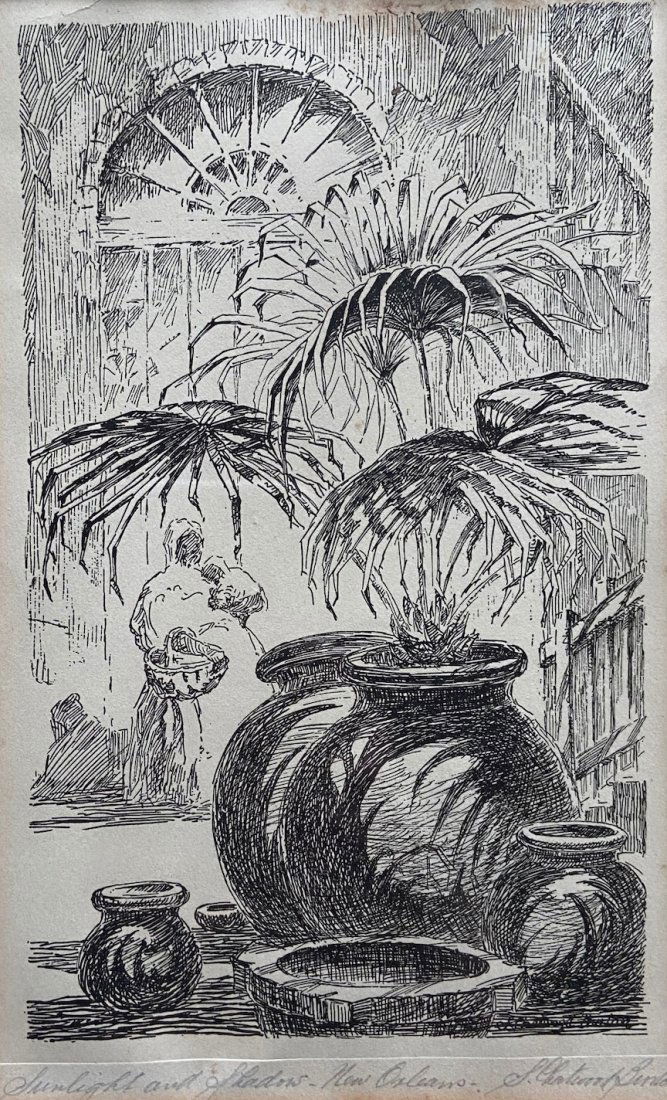 SAMUEL CHATWOOD BURTON (20th c, New Orleans) Etching (1 of 4)