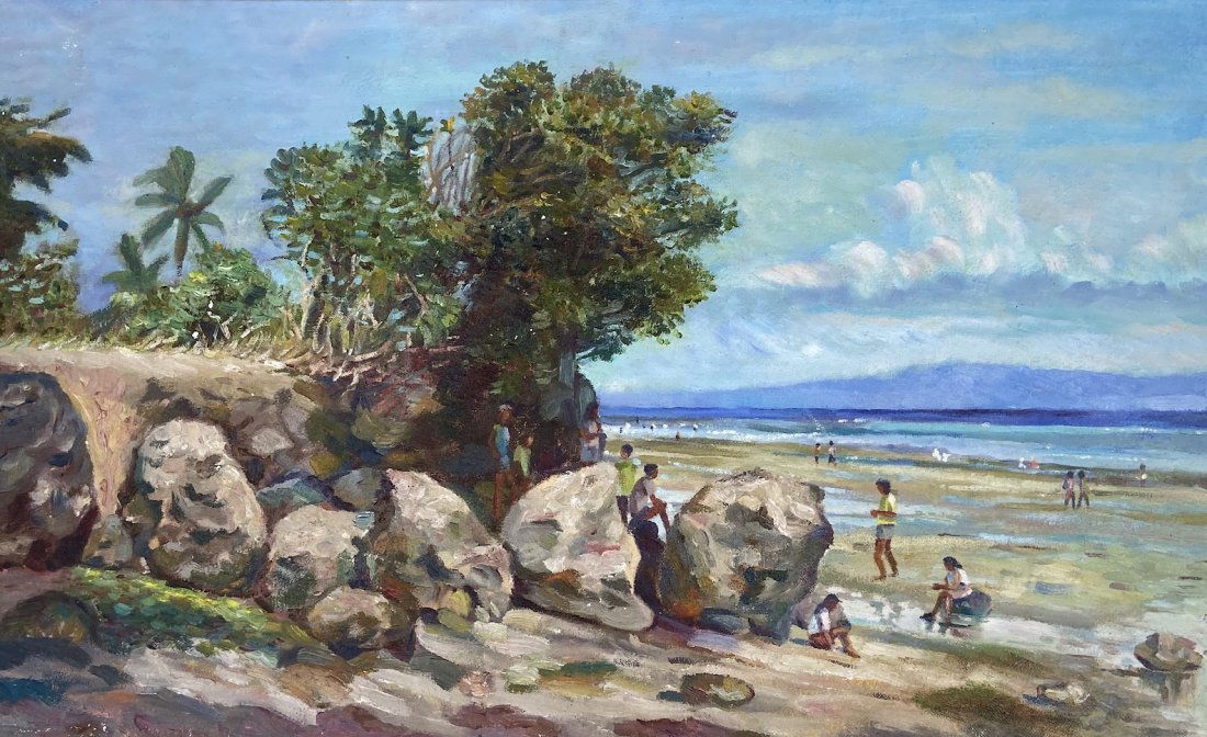 Impressionist Tropical Beach Landscape, Unknown Artist (1 of 2)