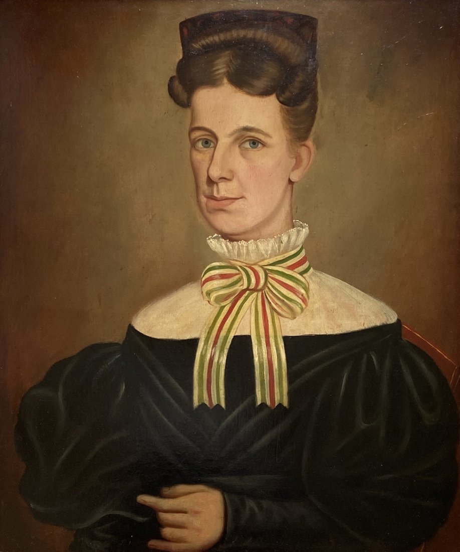 18th Century American Primitive Portrait Of A Woman (1 of 4)