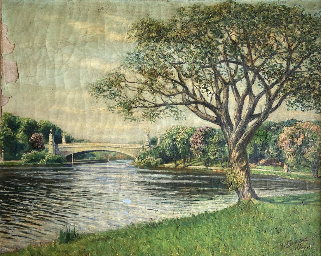 WPA Era Spring Landscape, Illegible Signature 1938 (1 of 5)