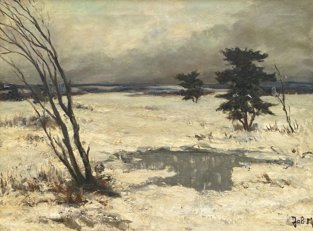 Impressionist European Winter Landscape, Signed (1 of 4)