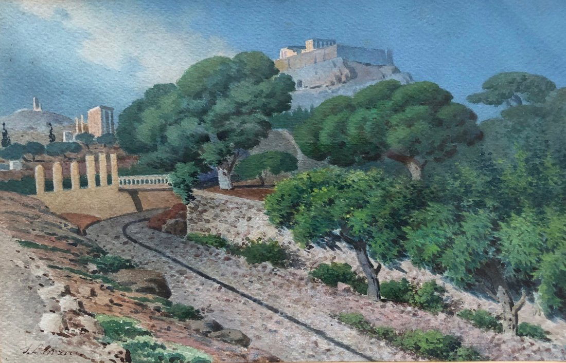 STEFANOS LANZA (1861-1933, Greece) The Acropolis (1 of 4)