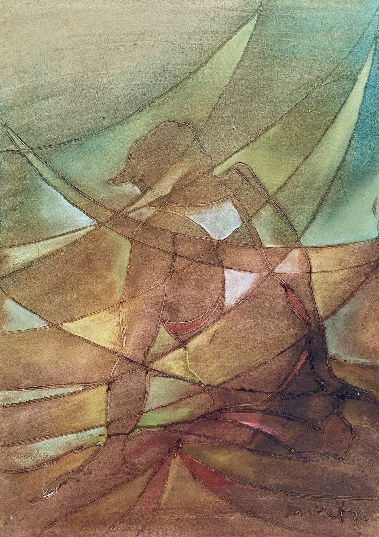 Modernist Figural Abstract, Illegible Signature (1 of 4)