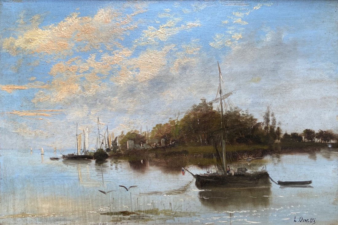 LUIGI ONETTI (1876-1968, Italy) Harbor Scene (1 of 4)