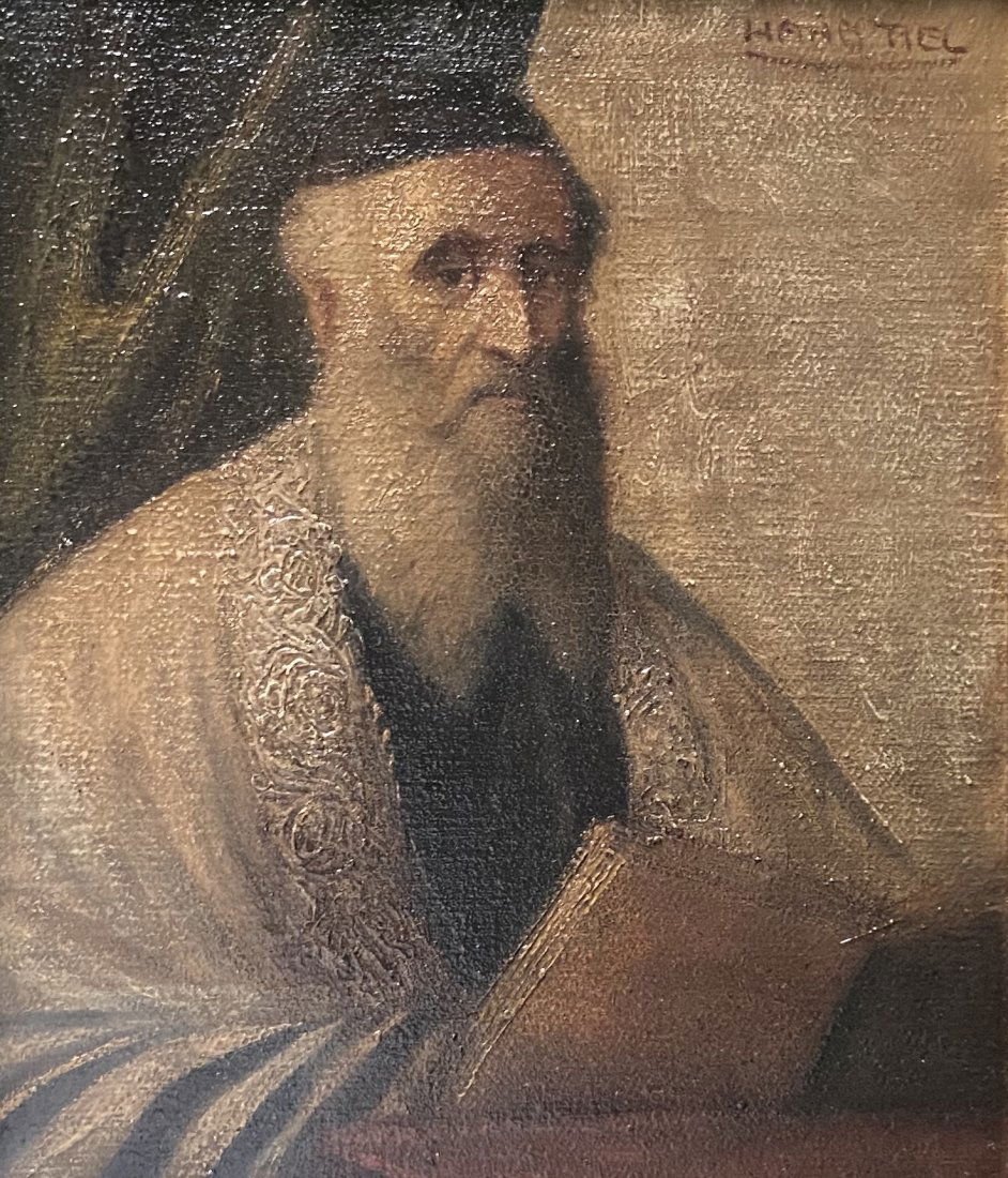 Antique Impressionist Portrait Of A Rabbi, Signed (1 of 4)