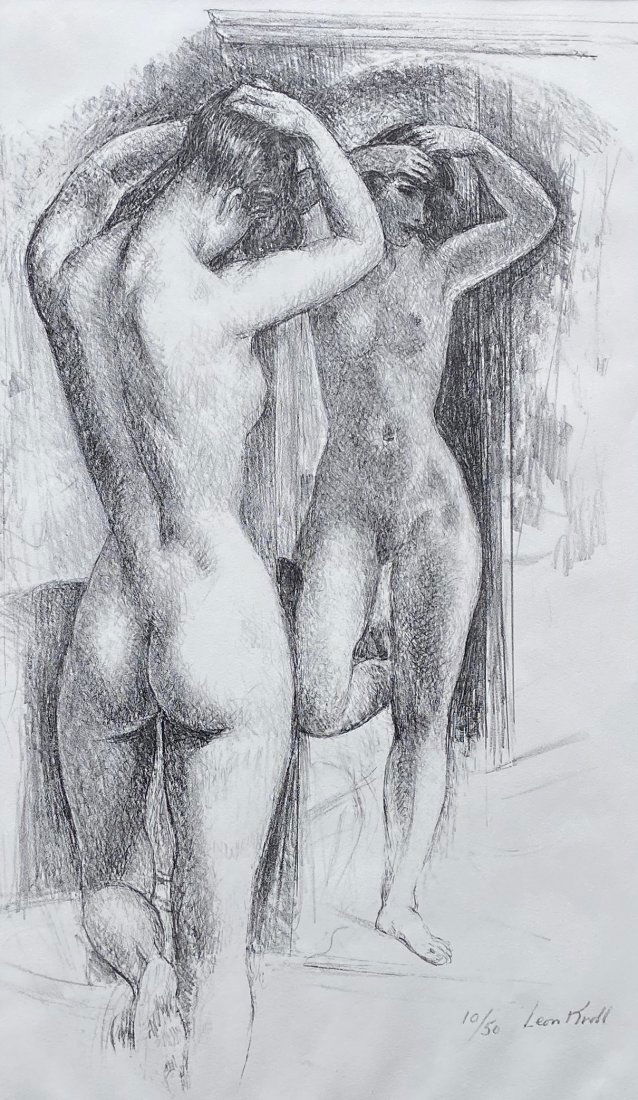 LEON KROLL (1884-1974, New York) Nude Lithograph: Unframed. 17 x 10. Leon Kroll remained a painter of realism at a time when the American art world was moving rapidly into abstraction and other styles that fell under the general term of modernism. Ne