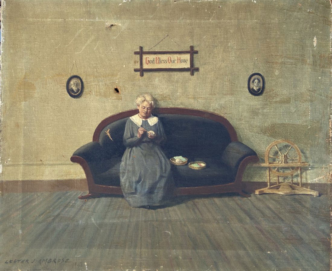 LESTER J AMBROSE (1879-1949, New York) Interior Scene (1 of 4)