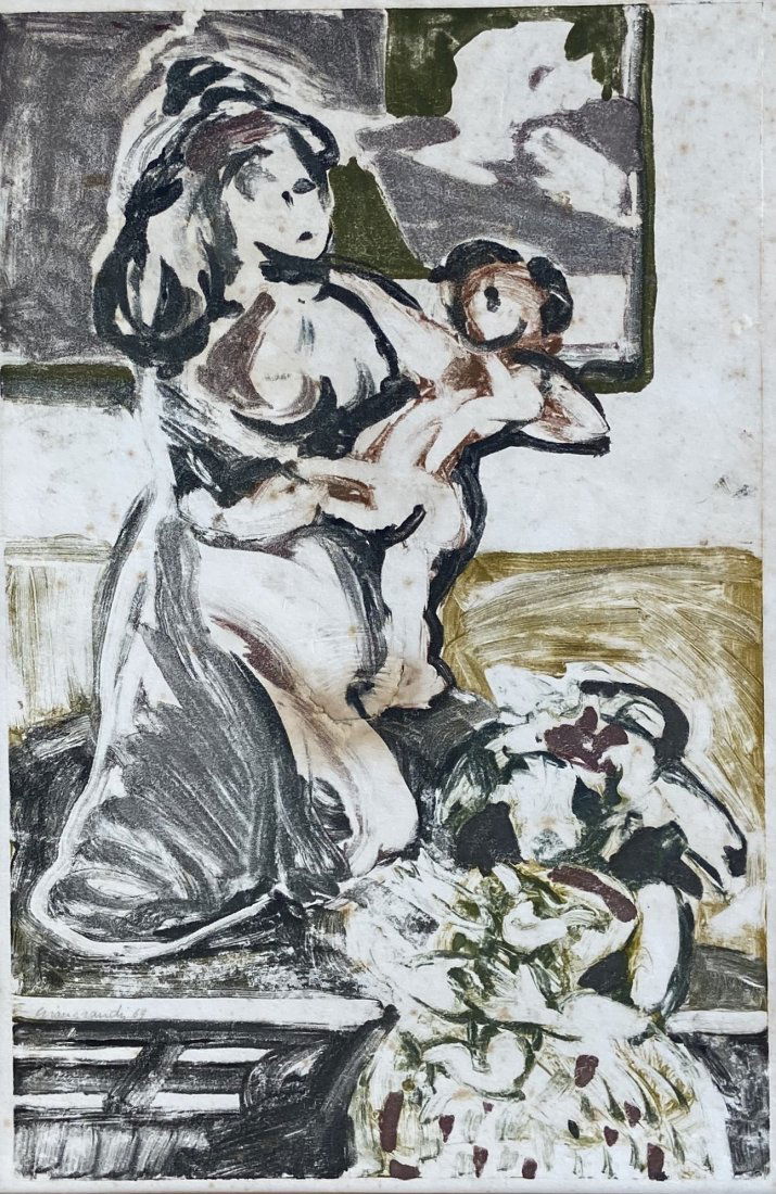 Modernist Woodblock Print Mother & Child, Signed (1 of 3)