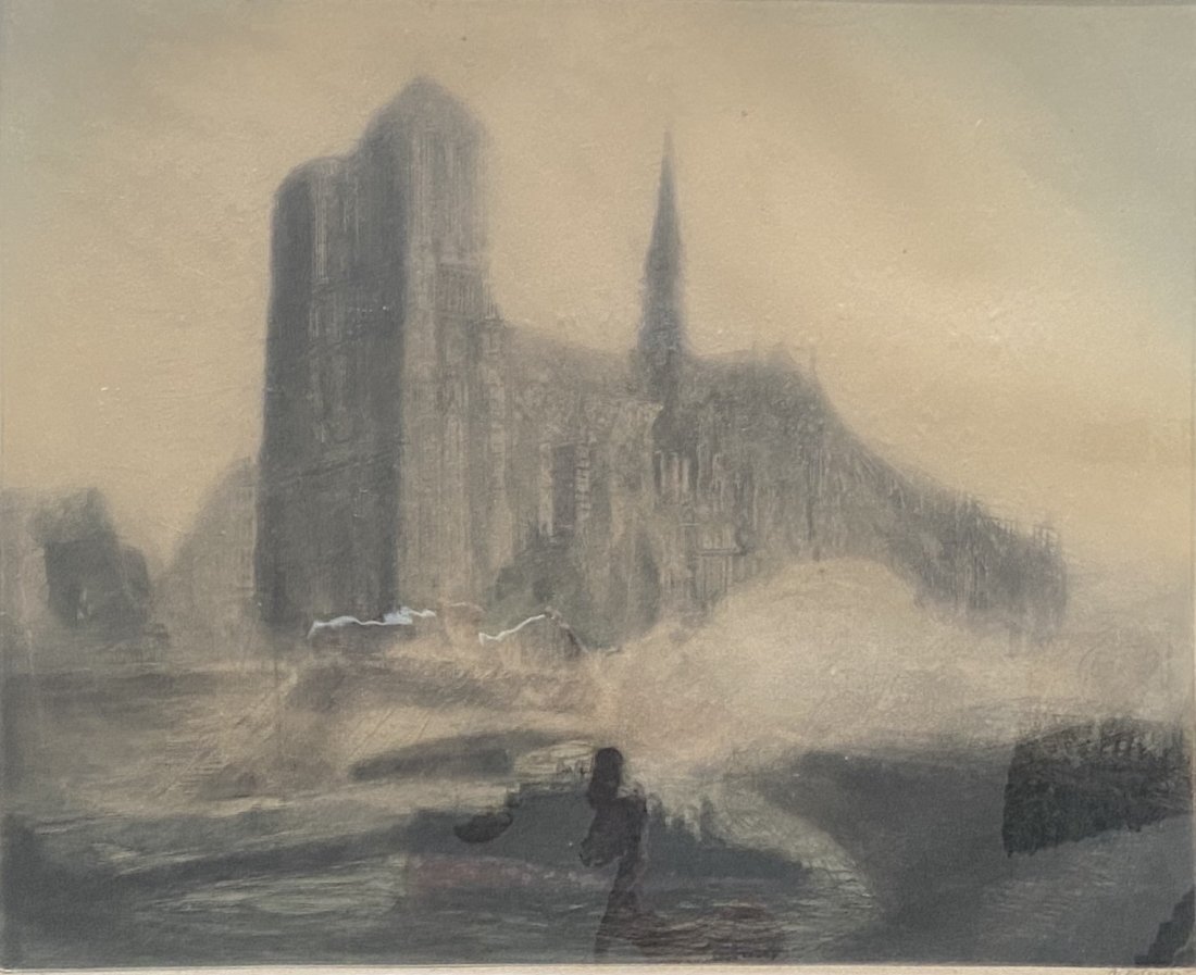 French Etching Of The Cathedral Of Notre Dame, Signed (1 of 3)