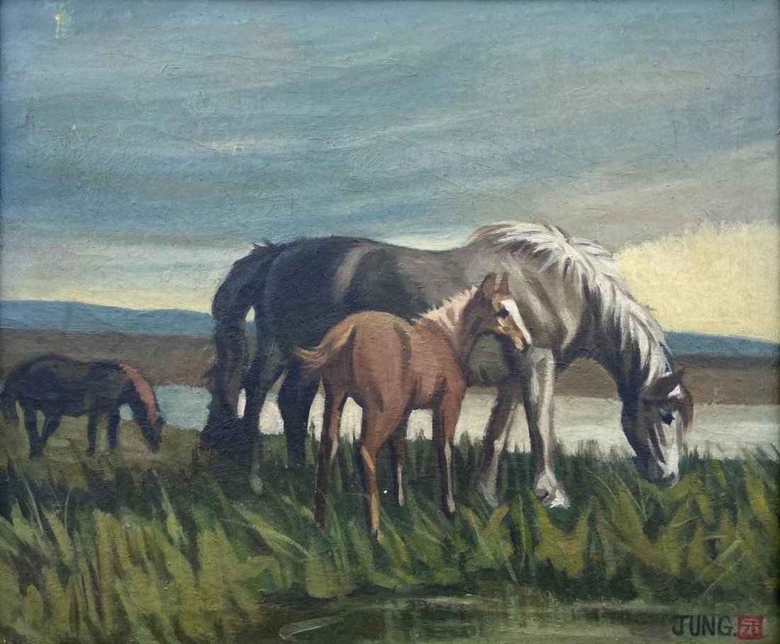 Oriental Painting Of Wild Horses, Signed (1 of 4)