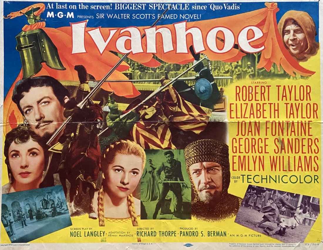 "Ivanhoe" Movie Poster Robert Taylor Elizabeth Taylor (1 of 2)