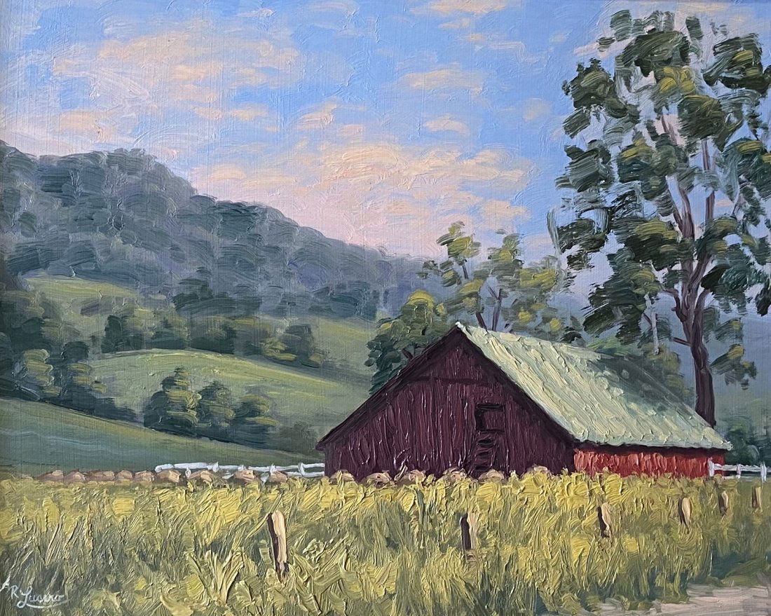 "The Red Barn" American Impressionist Landscape, Signed (1 of 4)