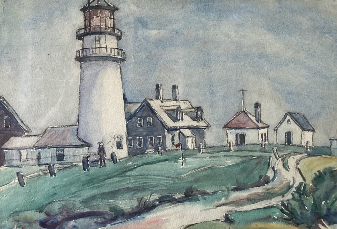 RUTH W PILLMAN (1901-1986, NJ) WPA Lighthouse: Watercolor on paper 22 x 16 in. (sight), 30 x 23 in. (framed)