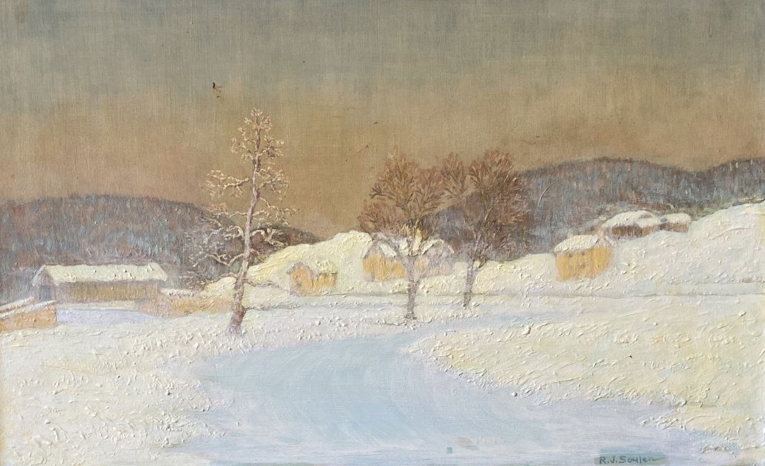 American impressionist Winter Landscape, Signed (1 of 5)