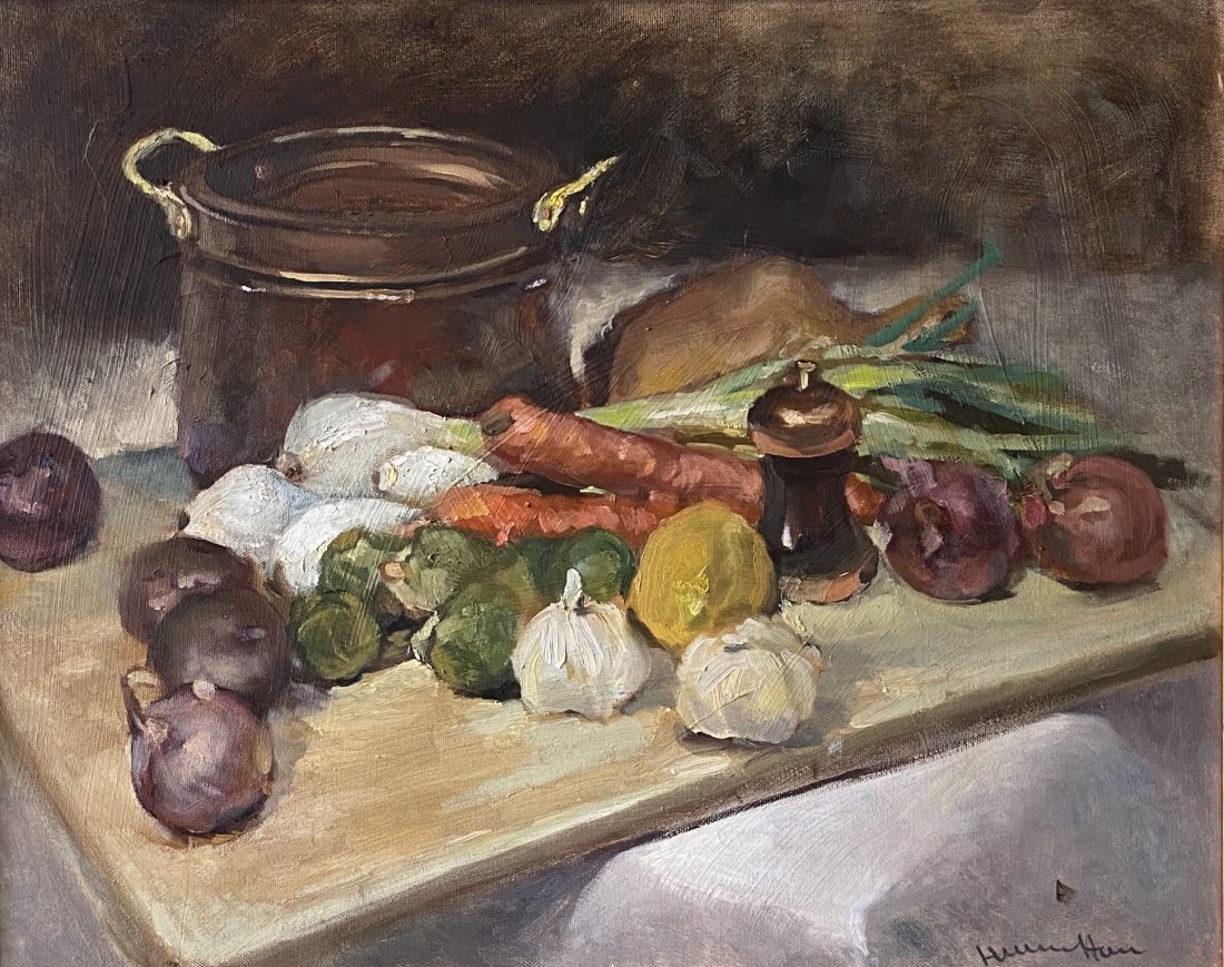 Impressionist Still Life, Illegible Signature: Oil on board 20 x 16 in., 22 1/2 x 18 1/2 in. (framed)