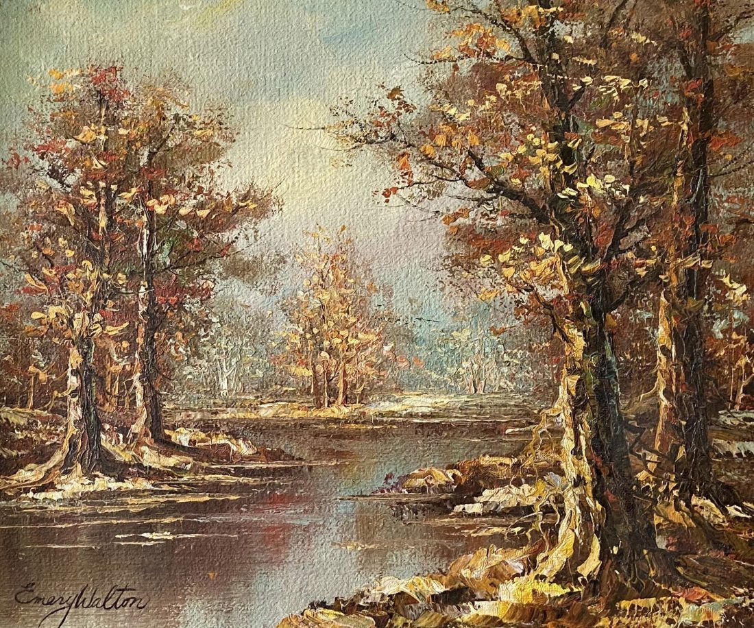 American Impressionist Wooded Stream Landscape, Signed (1 of 4)