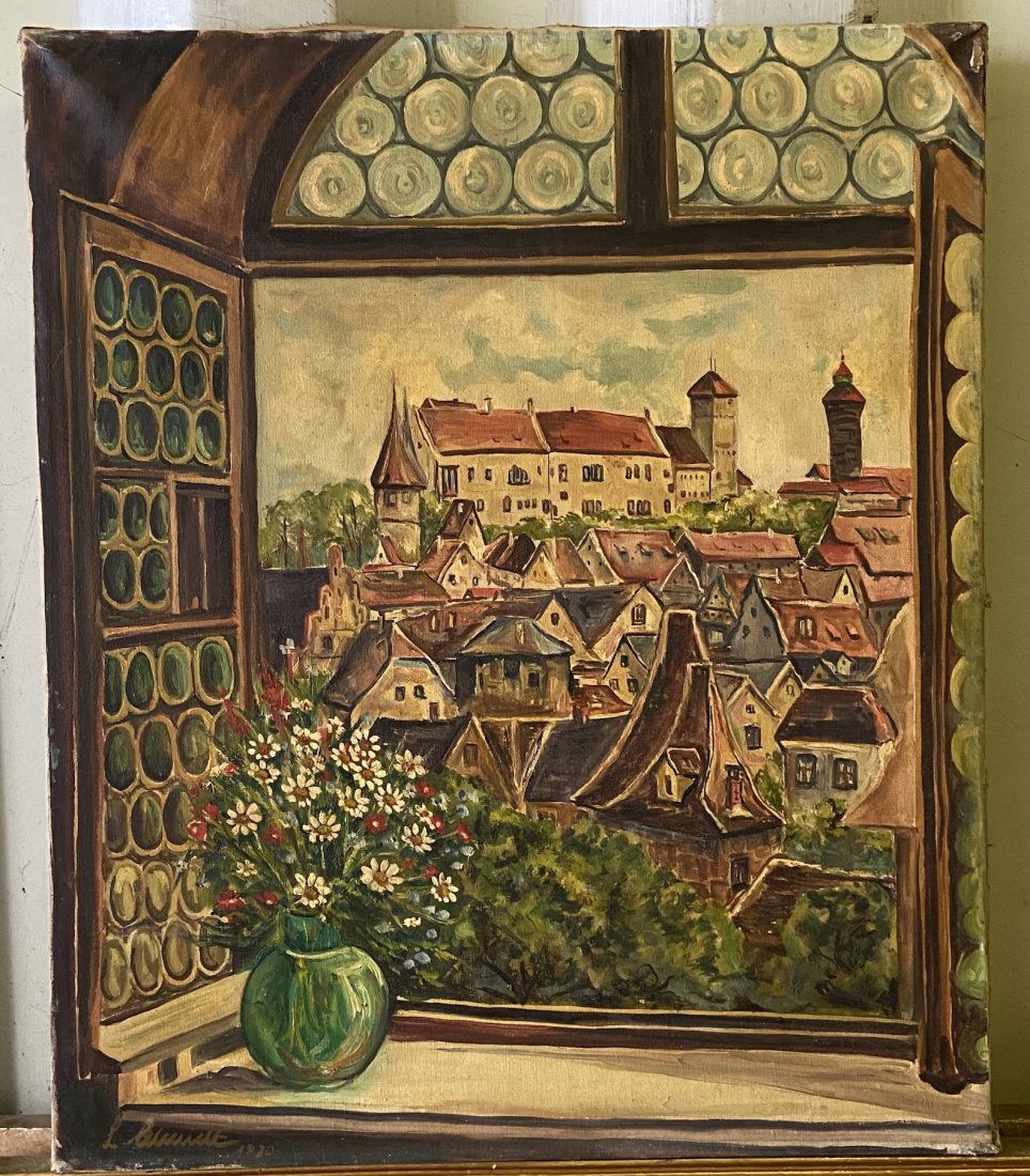 German City Scene, Interior View Point, Signed (1 of 3)