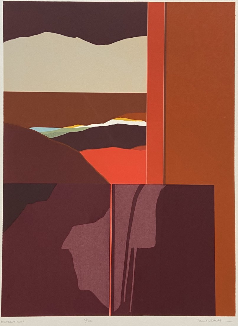 Modernist Abstract Silkscreen Print, Signed (1 of 3)