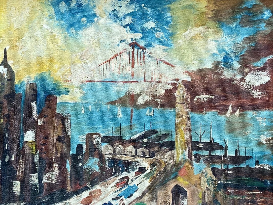 Modernist Harbor Scene Of San Francisco, Signed (1 of 4)