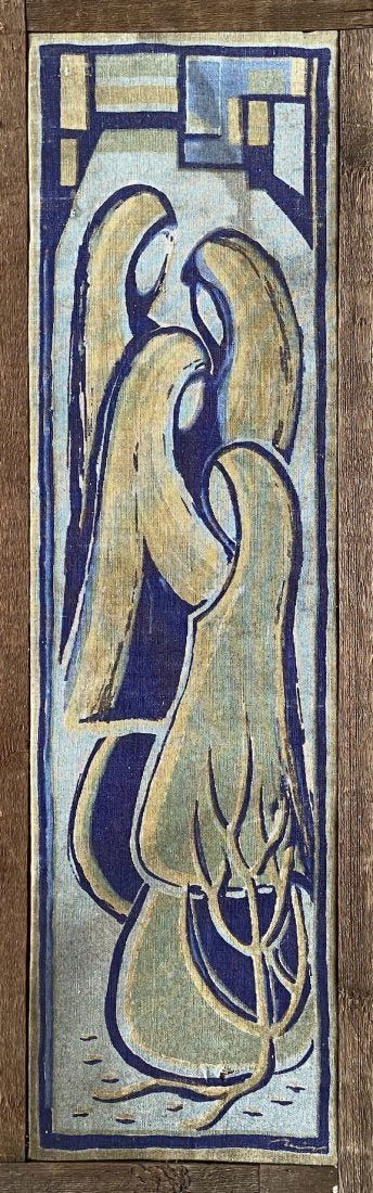 Modernist Orientalist Figures Painting, Signed (1 of 3)